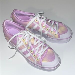 Adidas Purple and Yellow Sneakers with White Laces